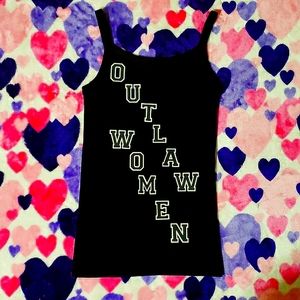 NWT Madi$on Pri$tine Custom Rhinestone "Harley"OUTLAW WOMEN Blk Ribbed Tank